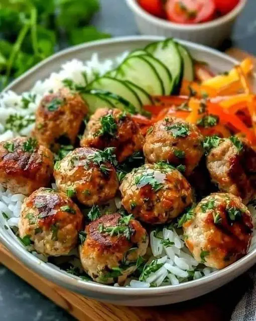 Chicken Meatballs with Rice