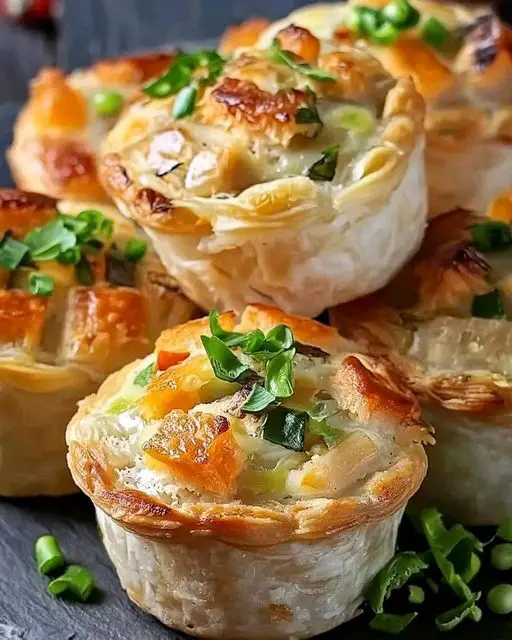 These Mini Chicken Pot Pie Muffins are the perfect comfort food for a cozy night in! Enjoy the taste of home in each savory bite.