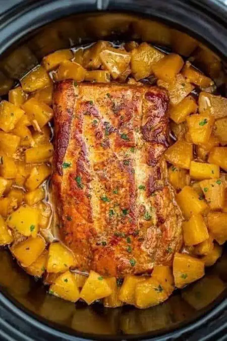 Slow Cooker Pineapple Pork Loin.