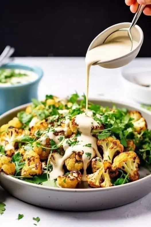 Lebanese Roasted Cauliflower with Tahini Sauce