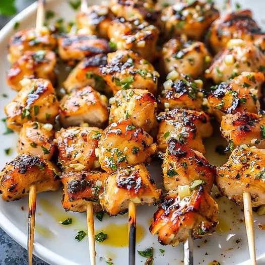 Spicy Parmesan-Garlic Chicken Skewers