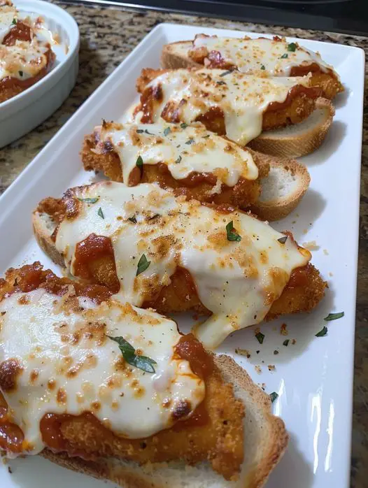 Chicken tenders on Texas toast with sauce