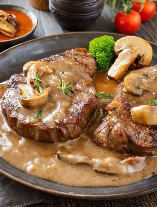 Steak With Creamy Mushroom Sauce