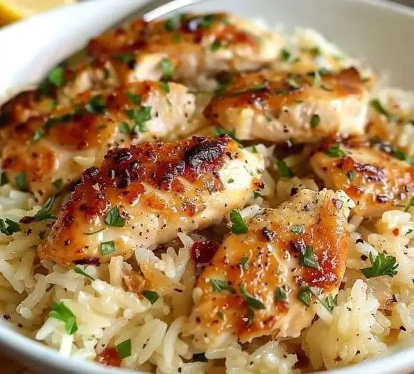 Chicken Scampi with Garlic Parmesan Rice