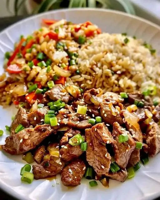 BEEF STIR-FRY WITH FRIED RICE