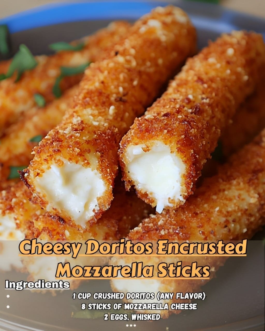 Cheesy Doritos Encrusted Mozzarella Sticks