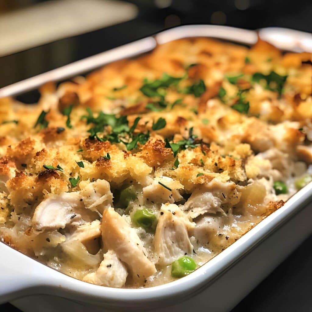 Rotisserie Chicken and Stuffing Casserole