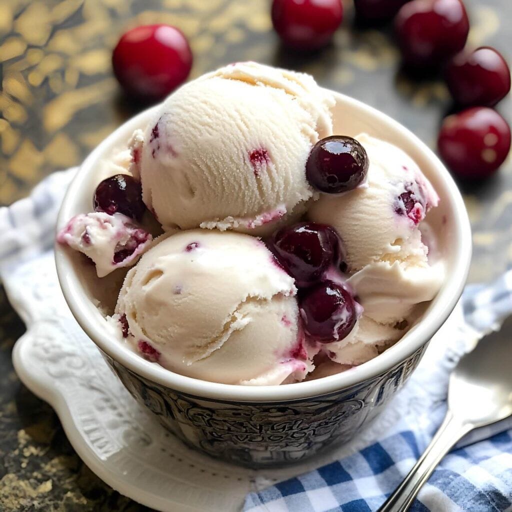 Homemade Cherry Vanilla Ice Cream