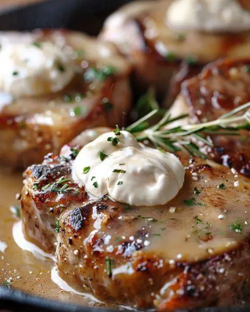 Mama drenches pork chops in the most decadent sauce. This recipe is to die for