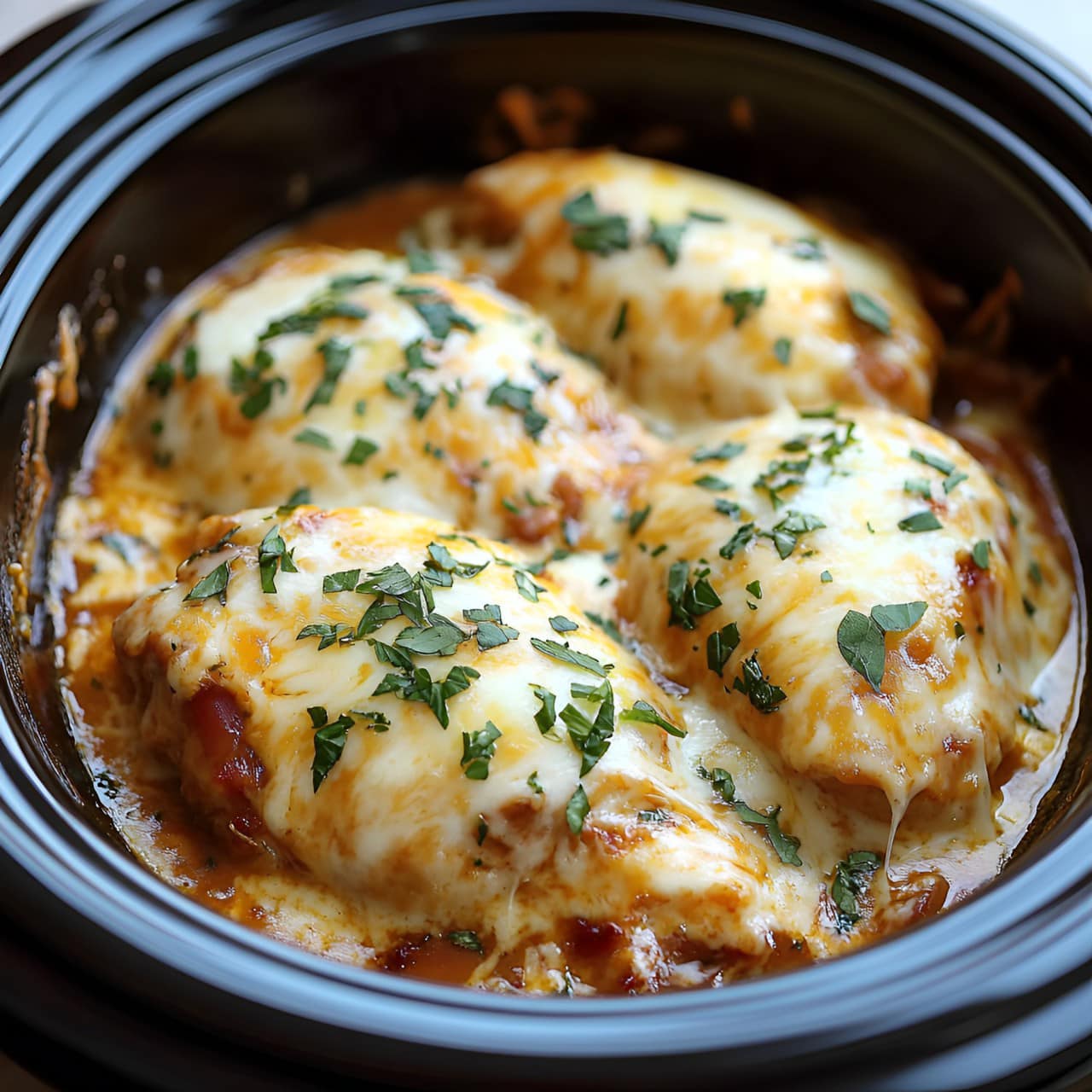 Slow Cooker Cheesy Mozzarella Chicken