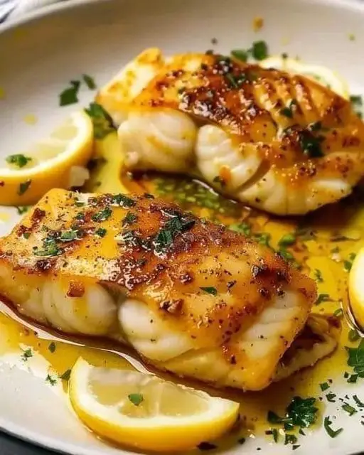 Pan fried cod with lemon butter sauce