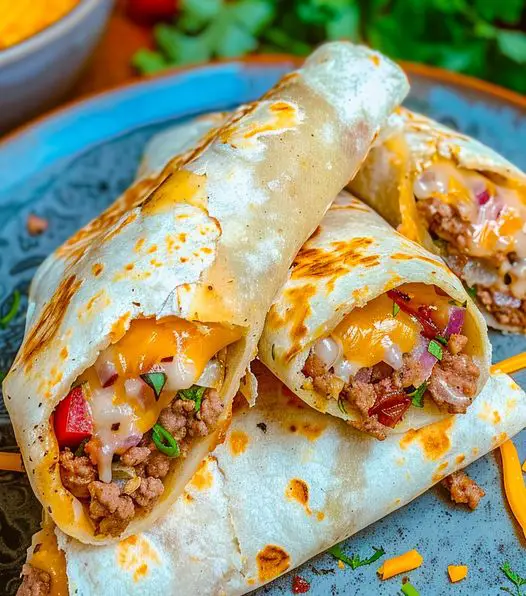 Loaded Cheesy Pocket Tacos With Ground Beef