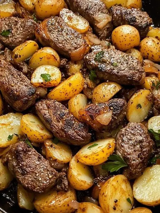 Seared Steak Bites with Roasted Potatoes