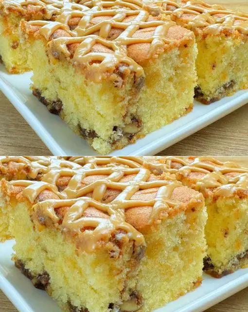 Walnut Coffee Cake with Coffee Icing Drip