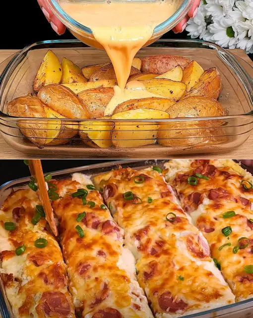 Cheesy Baked Potatoes with Sausage