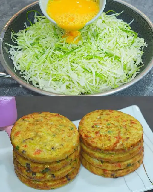 Cabbage and Tofu Patties with Mushrooms and Bell Peppers