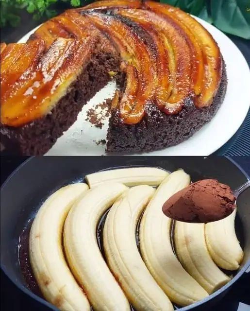 Banana Upside-Down Chocolate Cake