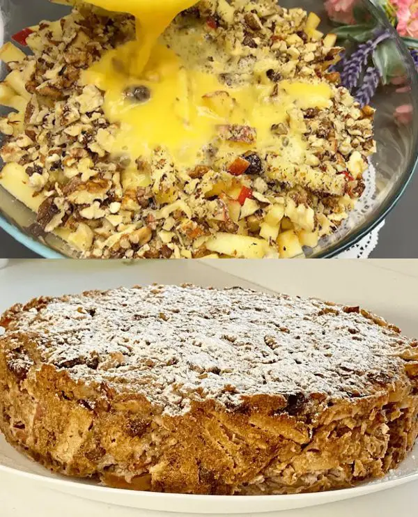 APPLE CAKE: No sugar, no flour, just mix the ingredients and immediately put it to bake