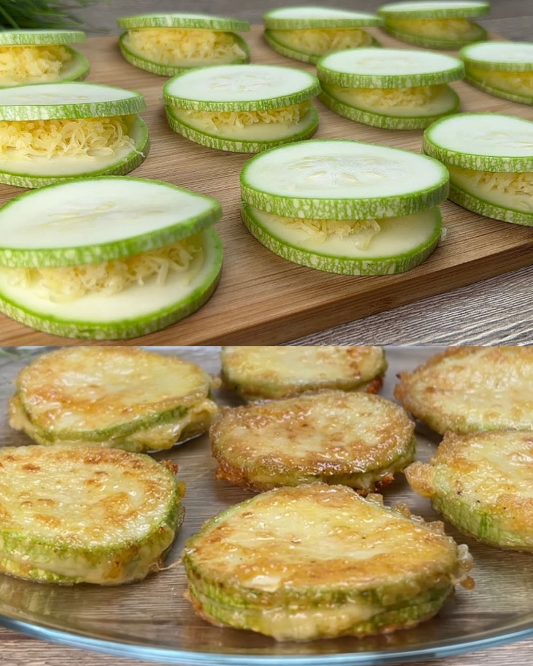 Savor the Crunch: Pan-Fried Zucchini Rounds Topped with Cheese