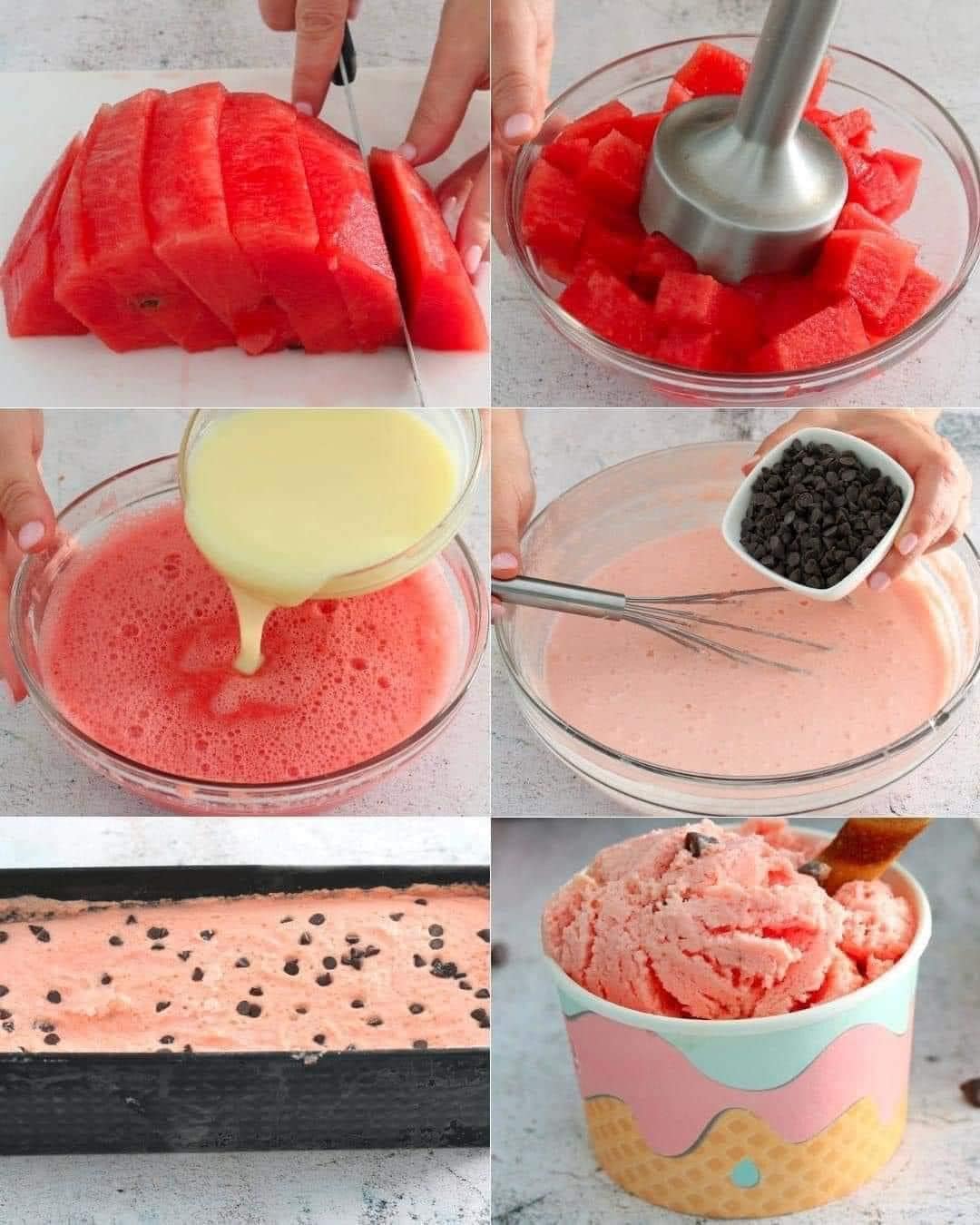 Watermelon ice cream, fresh and creamy, to be enjoyed on hot summer afternoons!