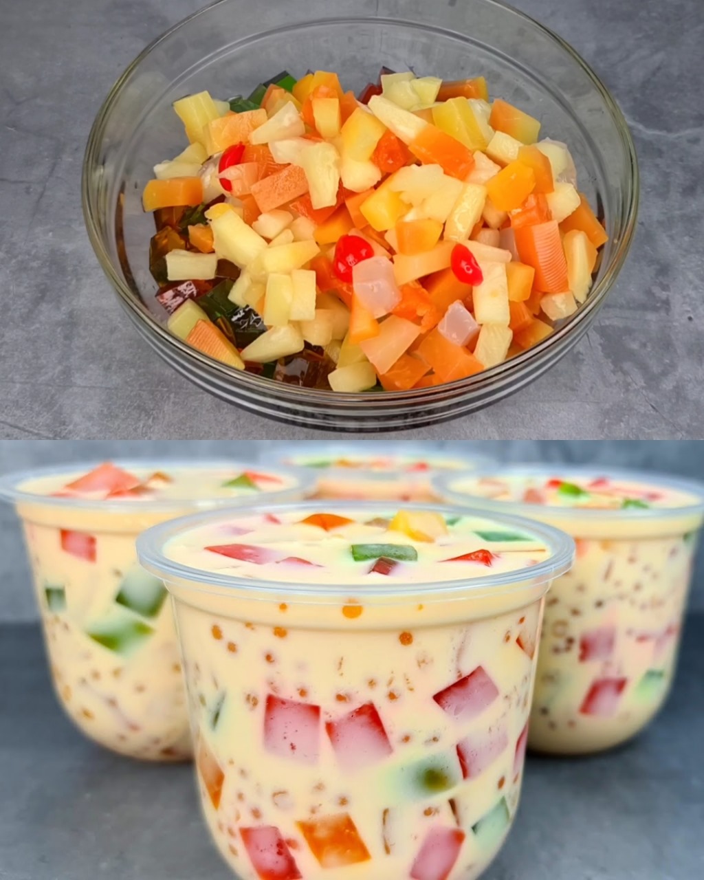 Tropical Delight: Fruity Tapioca Jelly Drink