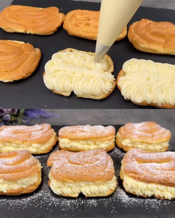 Puff Pastry with Custard and Whipped Cream