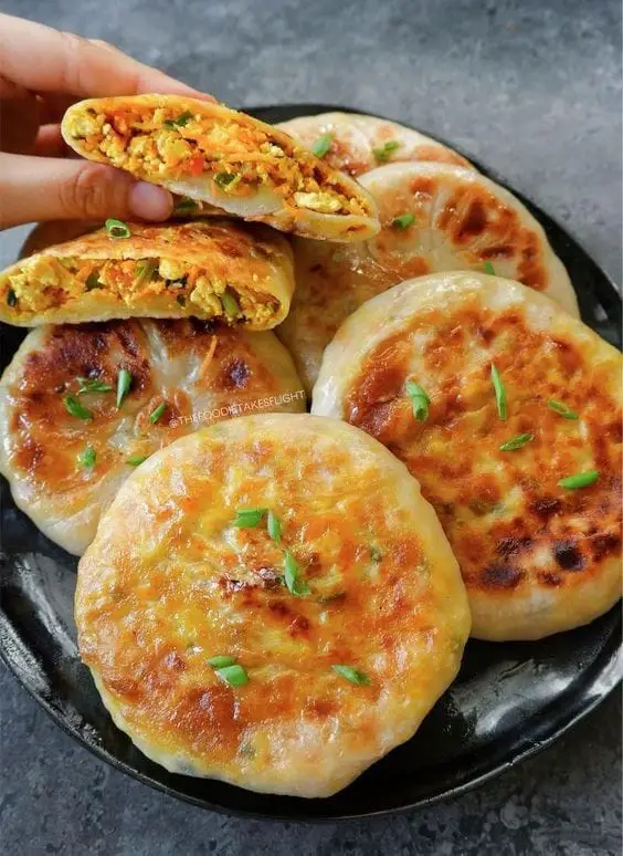 Chinese Style Savoury Stuffed Breakfast Pancakes