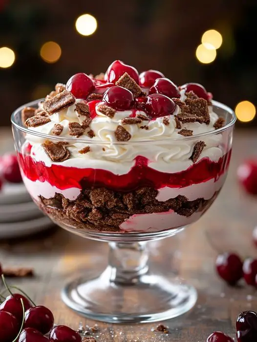 Peppermint Crisp and Cherry Trifle