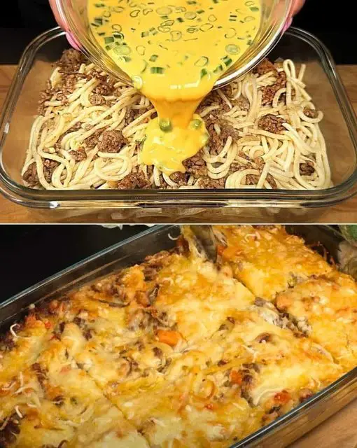 Baked Spaghetti with Minced Meat and Cheese