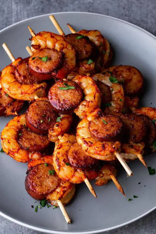 EASY SAUSAGE AND SHRIMP KABOBS