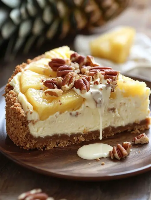 White Chocolate Pineapple Pecan Cheesecake