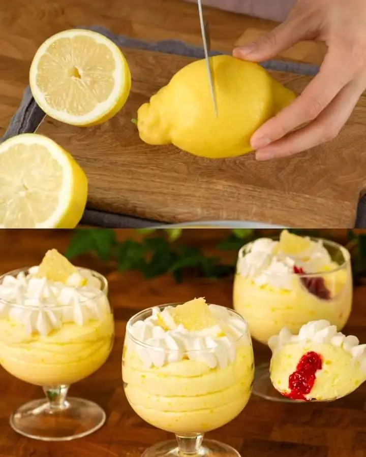 Creamy Lemon Mousse with Raspberry Sauce