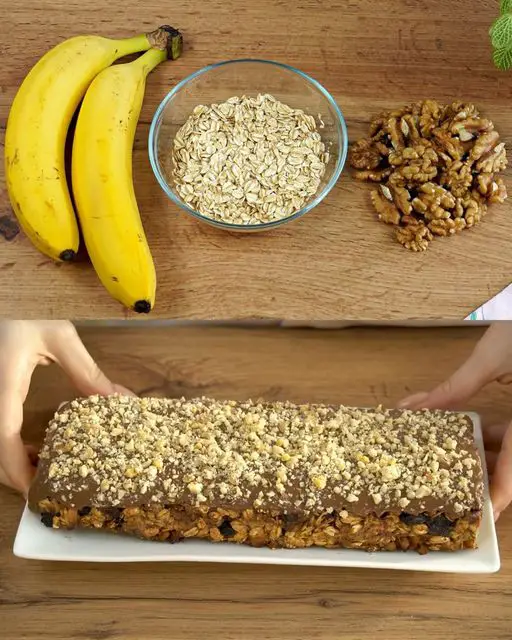 Oatmeal, Walnut, and Banana Bars with Chocolate