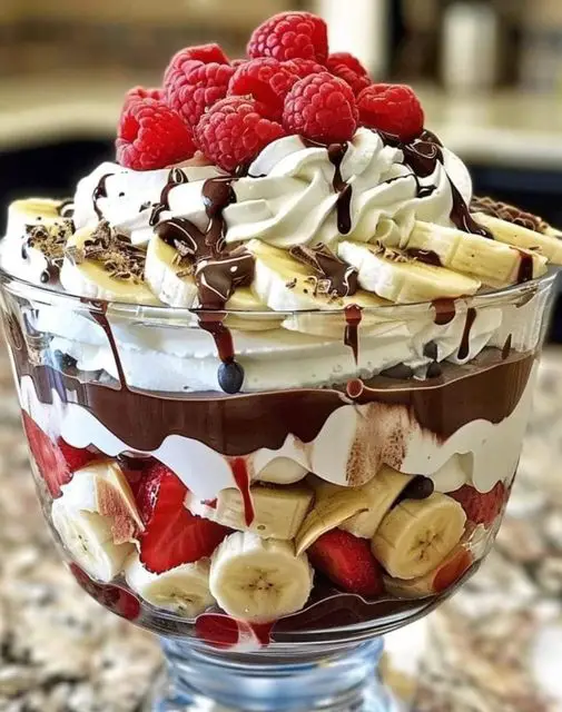 Layered Fruit and Chocolate Trifle