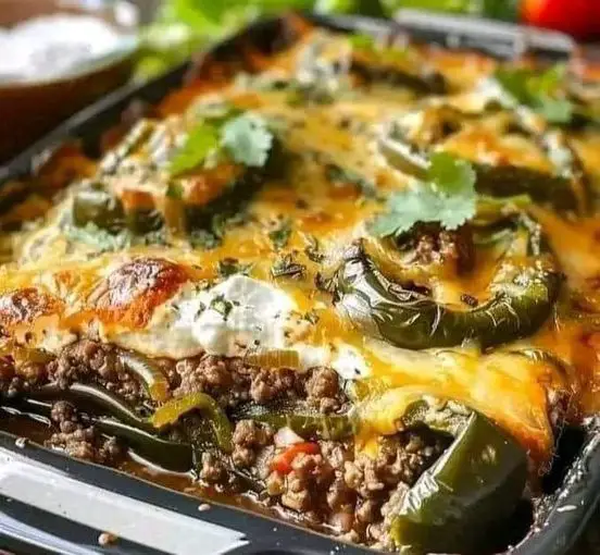 Baked Beef Chiles Rellenos Casserole