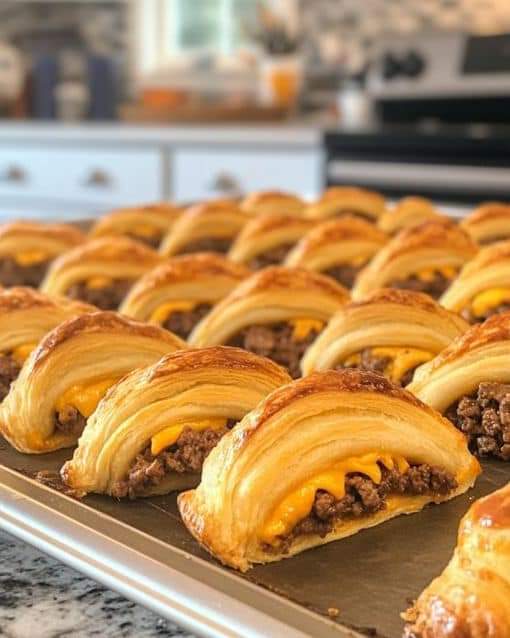 Baked Beef and Cheddar Crescent Rolls