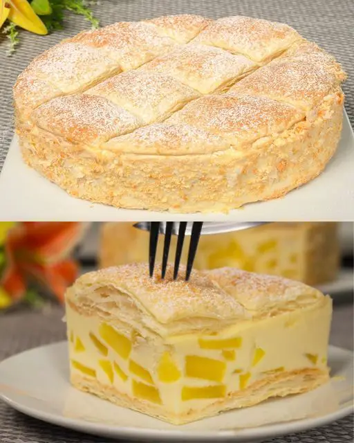 Apple Puff Pastry Tart with Yogurt Cream Filling