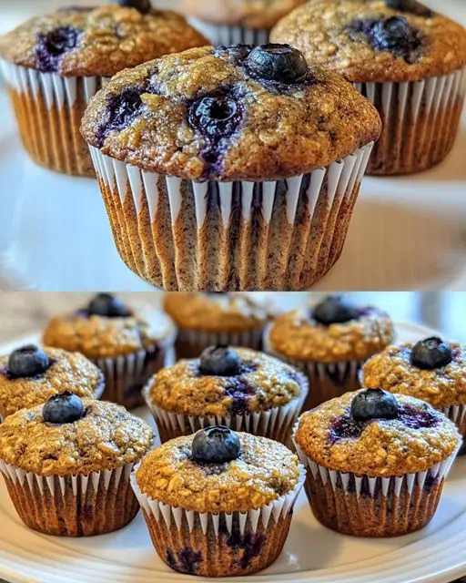 Blueberry Flax Muffins with Oat Bran and Lemon Zest