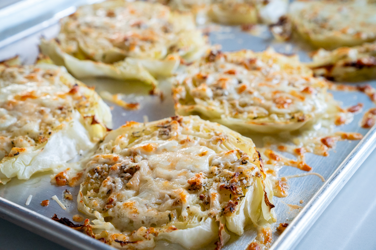 Cheesy Baked Cabbage Steaks