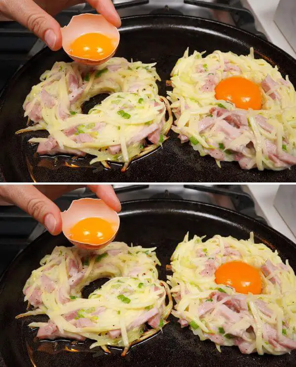 Scrumptious Potato and Ham Breakfast Eggs! Quick and Easy!