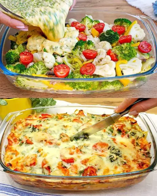 Cauliflower and Broccoli Bake