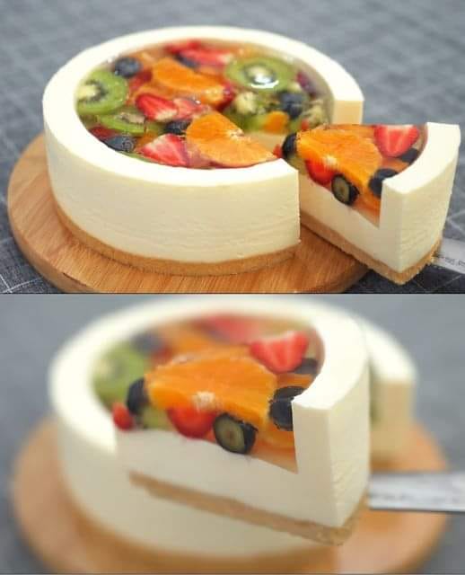 No-Bake Fruit Jelly Cheesecake