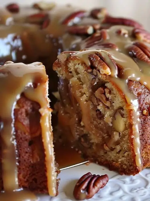 Cream Cheese Frosting on an Apple Pecan Cake