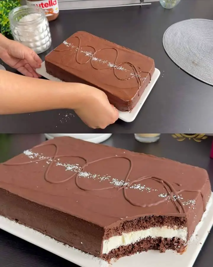 Chocolate Layer Cake with Mascarpone Cream and Nutella Frosting