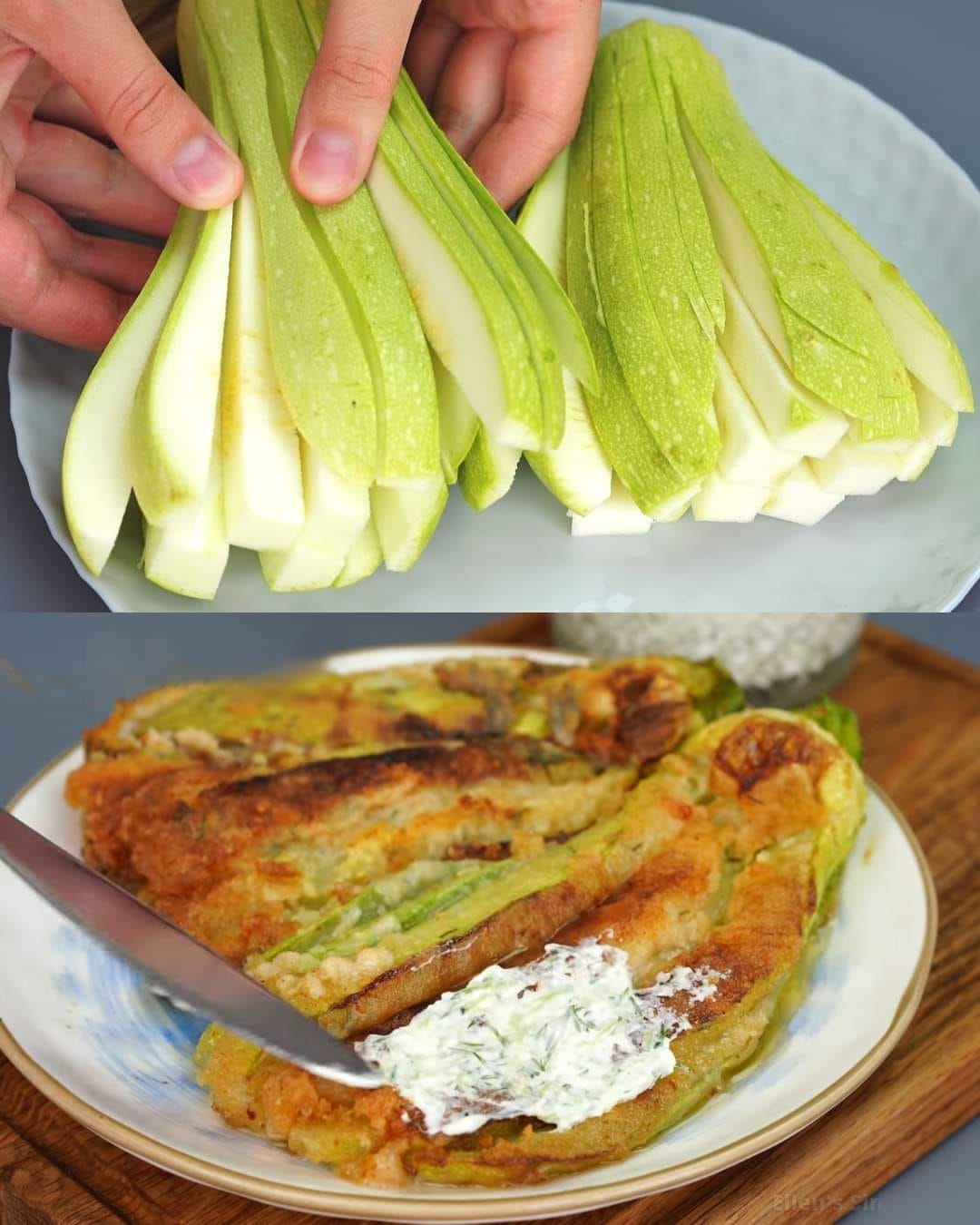 Crispy Zucchini Fingers with Garlic Dill Sauce