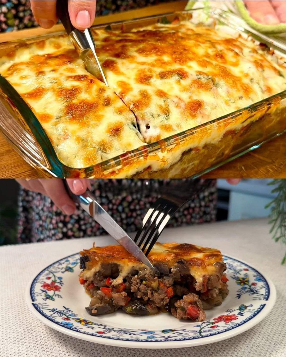 Baked Eggplant with Minced Meat and Cheese