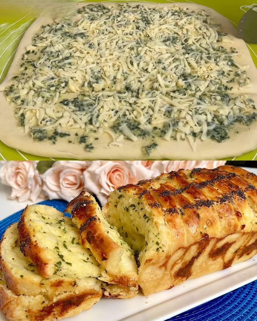 Garlic and Mozzarella Cheese-Stuffed Bread Rolls with Poppy Seeds