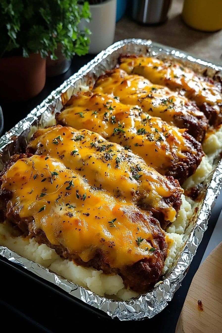 Meatloaf with Smooth Mashed Potatoes and Melted Cheese: The Ultimate Comfort Food