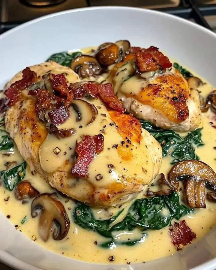 Smothered Chicken with Creamed Spinach