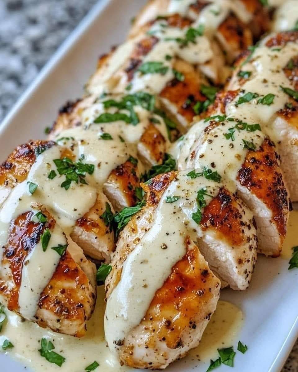 Juicy Baked Caesar Chicken with Parmesan Sauce